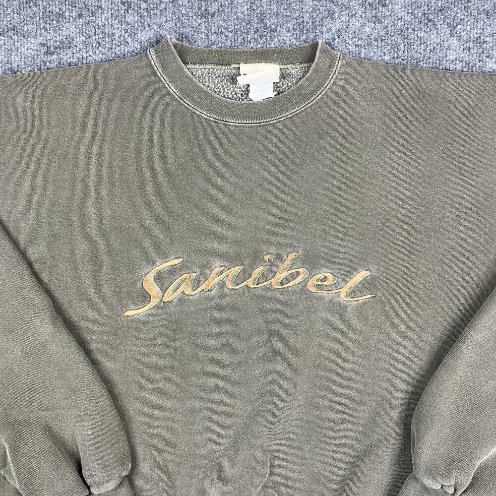Oarsman Sweatshirt Mens Size M Green‎ Sanibel Embroidered Crewneck